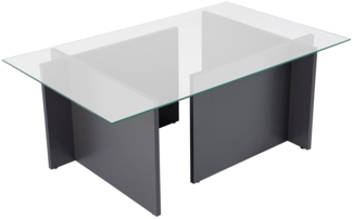 Dmora Wohnzimmertisch Azriel, Niedriger Wohnzimmertisch, Kaffeeregal, Couchtisch für Sofa, 105x65 h40 cm, Anthrazit