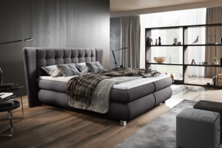 99rooms Florian Boxspringbett 180x200 cm Struktur JAZZ Graphit Taschen-Federung