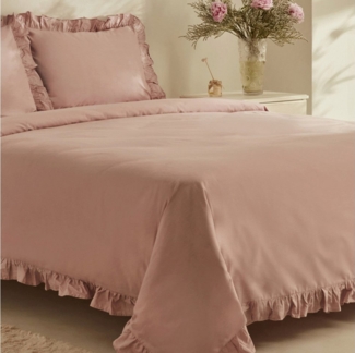 Karaca Bettwäsche Pure Ruffle 100% Baumwolle Doppelbett Bettwäsche Bettbezug Set Puder