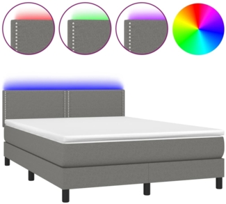 vidaXL Boxspringbett mit Matratze & LED Dunkelgrau 140x190 cm Stoff, Härtegrad: H2 [3133070]