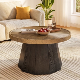 Tribesigns Couchtisch Runder Couchtisch für Wohnzimmer, 80cm Wohnzimmertisch im Landhausstil