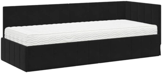 vidaXL Eckbettgestell mit Matratze Schwarz 80 x 200 cm Samt 3393843