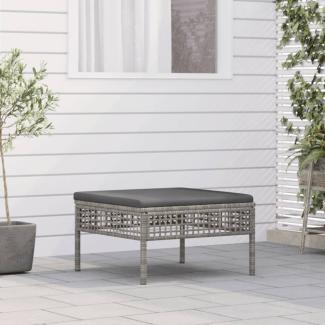 vidaXL Gartenhocker mit Kissen Grau Poly Rattan 319669