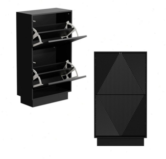 UEV Schuhschrank mit 2 Klappen, Schuhregal Schukipper schmal (Schuhkommode,Anti-Kipp-Vorrichtung für Eingangsbereich, (Modern Schuhaufbewahrung mit Oberplatte Platzsparend) Trennwände verstellbar und abnehmbar für verschiedene Schuhtypen