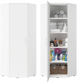 Bellamio Mehrzweckschrank Apol (Weiß) Eckschrank mit 1 Tür & 5 großen Fächern, robust & kratzfest
