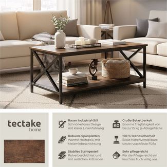 tectake Couchtisch Pittsburgh (1-St, 1 tlg), Trendiger Couchtisch in minimalistischer Industrie-Optik