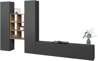 Wohnwand >Benevent< (4-teilig) in Anthrazit matt - 320x180x30 (BxHxT)