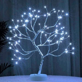 Rosnek LED Nachtlicht DIY, Touch-Schalter, Batterie/USB, für Weihnachten Geschenke Deko, Kupferdraht Lichter Baum(Weiß), Warmweiß, Weiß, Multicolor, Grün, Rosa, LED Bonsai-Baum Tischleuchte