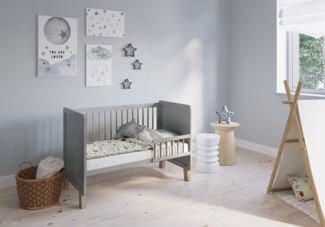 FabiMax Babybett Nachteule, 120x60 cm, 3-fach Höhenverstellbar, Umbaubar zum Juniorbett