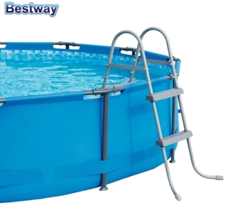 Bestway Poolleiter, 2-stufig, für Pools bis 84 cm Höhe, Edelstahl/Kunststoff, Blau/Weiß