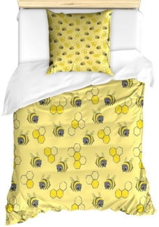 Abakuhaus Bettwäsche Milbensicher Allergiker geeignet mit Kissenbezug, Microfaser, Kinderzimmer Biene und Wabe Motive