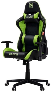ELITE Gaming Gaming-Stuhl Ergonomischer Bürostuhl Destiny inkl. Rücken- & Nackenkissen (Drehstuhl mit 2D-Armstützen, verriegelbare Wippmechanik, mechanische Härtegradeinstellung, verstellbare Sitzhöhe, 90° klappbare Rückenlehne, Sicherheits-Doppelrolle...