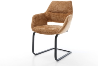 Freischwinger Yago-Flex mit Armlehnen Chenille Rost Freischwinger flach Schwarz Taschenfederkern