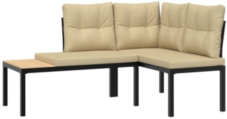 vidaXL Gartenbänke mit Kissen 2 Stk. Schwarz Pulverbeschichteter Stahl 4008562