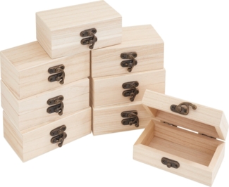 VBS Aufbewahrungsbox Holzkästchen Rohholz, 8 Stück
