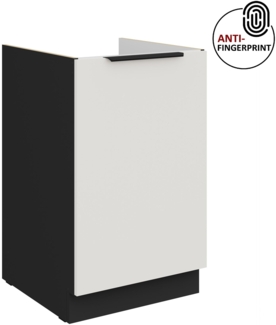 Küchen Spülenunterschrank 50 cm Küche ARIA Weiss ultra matt + Schwarz matt, hochwertige Fronten mit Anti Fingerprint Beschichtung Küchenzeile Küchenblock