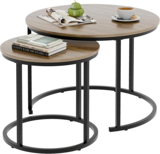 Runde Couchtische Set 2 Beistelltische Metallrahmen Wohnzimmer Schlafzimmer