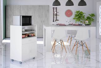 Mehrzweckschrank >TIDY< in Artik-Weiß/Beton-Grau - 59x92x40 (BxHxT)