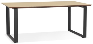 Kadima Design Arbeitstisch | 180x90 cm | Stilvoll Robust Geräumig | Beige-Schwarz | Holz-Metall Bürotisch