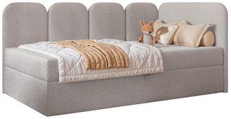 Compleo Boxspringbett Jugendbett DREAMY, Polsterbett mit Bettkasten, 80/90/100/120x200, Kopfteil links oder rechts, Boucle oder Velvet
