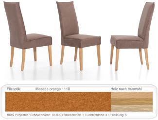 4x Polsterstuhl Kiana Varianten Esszimmerstuhl Küchenstuhl Massivholzstuhl Eiche natur lackiert, Masada orange