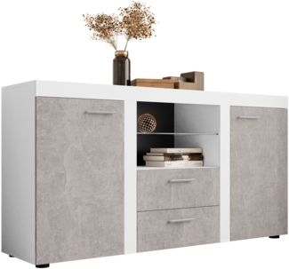 Kommode Rango (Farbe: Weiß / Beton Hell, ohne Beleuchtung)