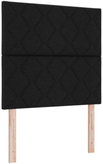 vidaXL Boxspringbett mit Matratze & LED in Schwarz, 90x200 cm, aus Stoff 3343548