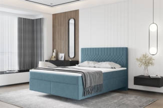 Boxspringbett Schlafzimmerbett ROCIO Nr. 4 Delux 160x200cm in Stoff Mintgrün
