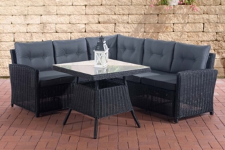 Eckgarnitur Sierra Rundrattan eisengrau, schwarz