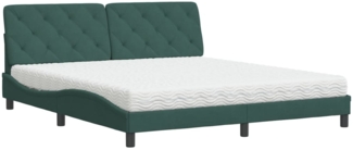 vidaXL Bett mit Matratze Dunkelgrün 180x200 cm Samt 3208673