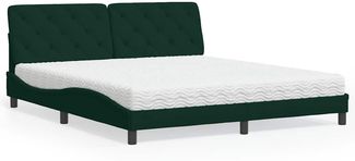 vidaXL Bett mit Matratze Dunkelgrün 180x200 cm Samt 3208673