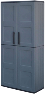 Dmora Akina-Außengarderobe, Balkonmöbel, Mehrzweckgarderobe mit Regalen, 100 % Made in Italy, 68 x 37 x 163 cm, Grau und Schwarz, kariertes Finish