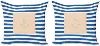 Abakuhaus Kissenbezüge Modern Accent Doppelseitiger Digitaldruck, (2 Stück), Harbor-Streifen Maritime Anchor