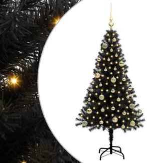 vidaXL Weihnachtsbaum mit 150 LEDs mit Ständer Schwarz 150 cm PVC 3396469