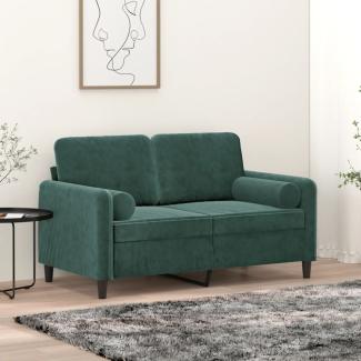 vidaXL 2-Sitzer-Sofa mit Zierkissen Dunkelgrün 120 cm Samt 3200873