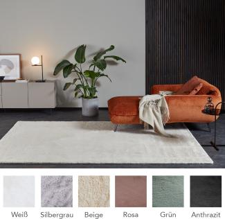 HOMESTORY Hochflorteppich eckig 200x290cm in beige, flauschig, super-Soft und vegan, Shaggy modern pflegeleicht und einfarbig für Wohnzimmer, Schlafzimmer und Kinderzimmer