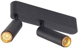 SLV GRIP! S, Deckenaufbauleuchte, double, PHASE, 3000 K, 21 W, 29°, schwarz / gold - Wand- und Deckenleuchten