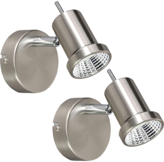 2x LED Wandleuchte, Spot beweglich, Nickel matt, L 12cm