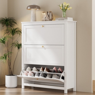 VOWNER Schuhschrank mit 3 Klappen, 6 Fächer, verstellbarer Schuhablage, 90 × 30 × 110 cm (1-St) Ideal für Eingangsbereich/Flur​