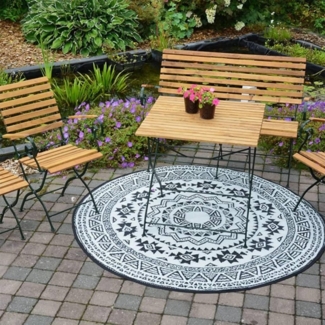 Esschert Design Außenteppich 180 cm Schwarz und Weiß OC18 421298