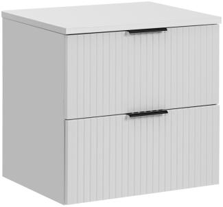 Waschtischunterschrank 60 cm in weiß matt mit gerillter Front, 2 Softclose-Auszüge, ADELAIDE-56-WHITE