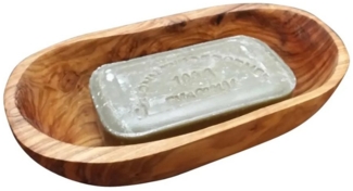 Olivenholz-erleben Seifenschale Ovale Seifenschale TIEF für große Seifenstücke, 1-St, resistent gegenüber Feuchtigkeit, antibakterielle Wirkung