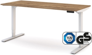 ASSMANN Elektrisch höhenverstellbarer Schreibtisch Y-Line Eiche Tabak Signalweiß 160x70 cm Metall Holz Melaminoberfläche