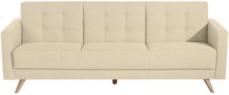 Julian Sofa 3-Sitzer mit Bettfunktion Flachgewebe Beige Buche Natur