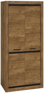 Kleiderschrank "Baltica" Drehtürenschrank 90cm Lefkas Eiche schwarz MDF