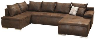 Couchgarnitur Camilla U-Form Bezug in Vintage-Braun