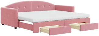 vidaXL Tagesbett Ausziehbar mit Schubladen Rosa 90x200 cm Samt 3197376