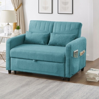 HAUSS SPOLE Schlafsofa Sofabett mit Schlaffunktion Zweisitzer-Klappsofa Baumwoll-Leinen-Stoff, Polstersofa, Doppelschlafsofa 1 Teile, ausziehbares Design, dreistufig verstellbare Rückenlehne