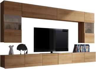 Wohnwand Calabrini I (Farbe: Eiche Gold, ohne Beleuchtung)
