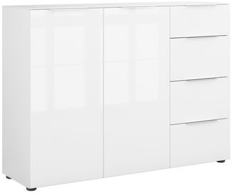 Sideboard >style< in weiß matt - Weißglas - 135x98,7x40cm (BxHxT)